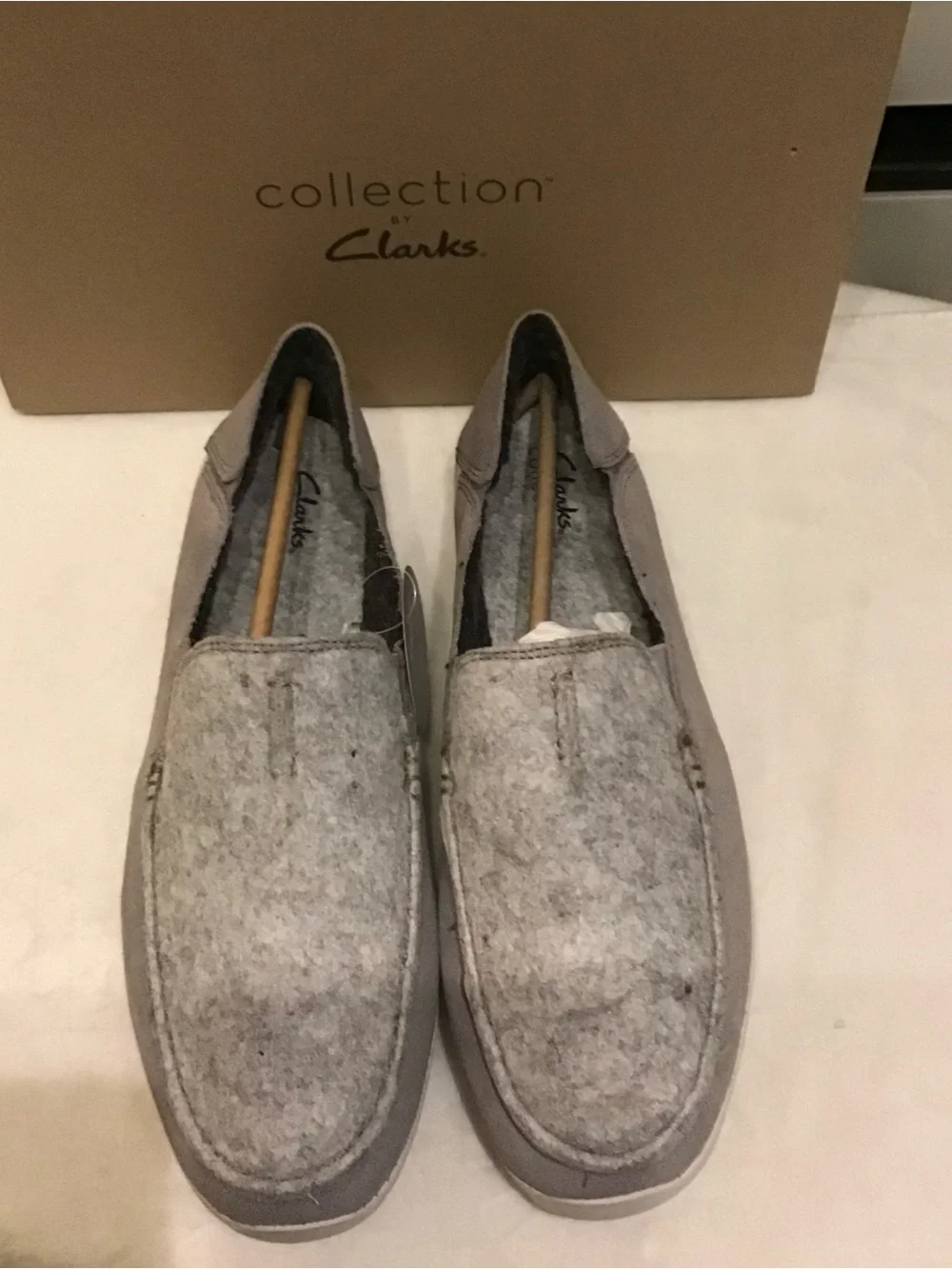 Clarks Gorwin Step Men's Grey Suede Loafers in grey suede, featuring a slip on